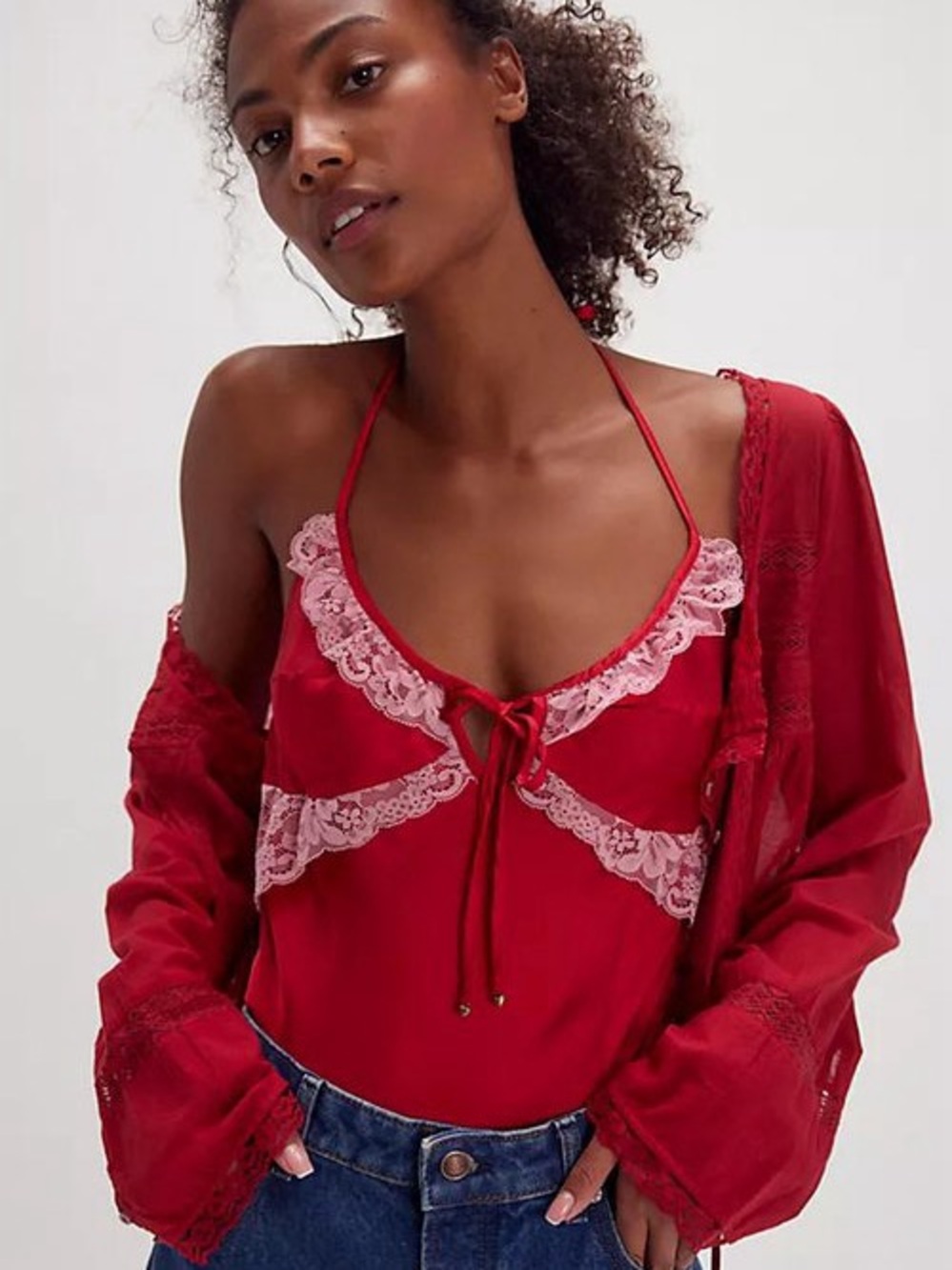 Intimately Free People "First Date" Satin Bodysuit EUC